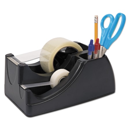 Officemate Recycled 2-in-1 Heavy Duty Tape Dispenser, 1" and 3" Cores, Plastic, Black OIC96690